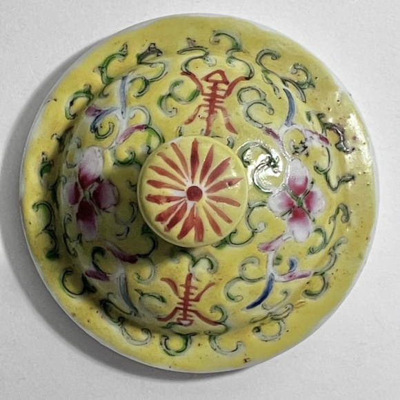 Antique FAMILLE JAUNE SUGAR BOWL Circa 1900 / Rare Chinese Treasure / Some Flaws - Picture 7 of 12